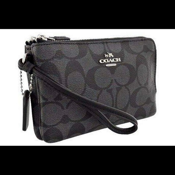 Coach Handbags - Coach Signature PVC Double Zip Wristlet Wallet😍